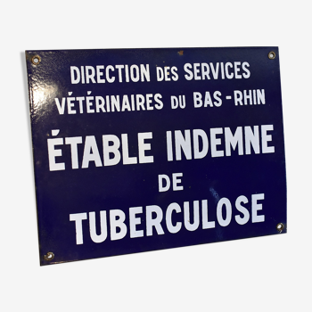 Plaque émaillée "direction vétérinaire du bas Rhin"