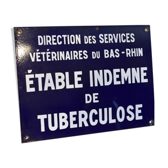 Plaque émaillée "direction vétérinaire du bas Rhin"
