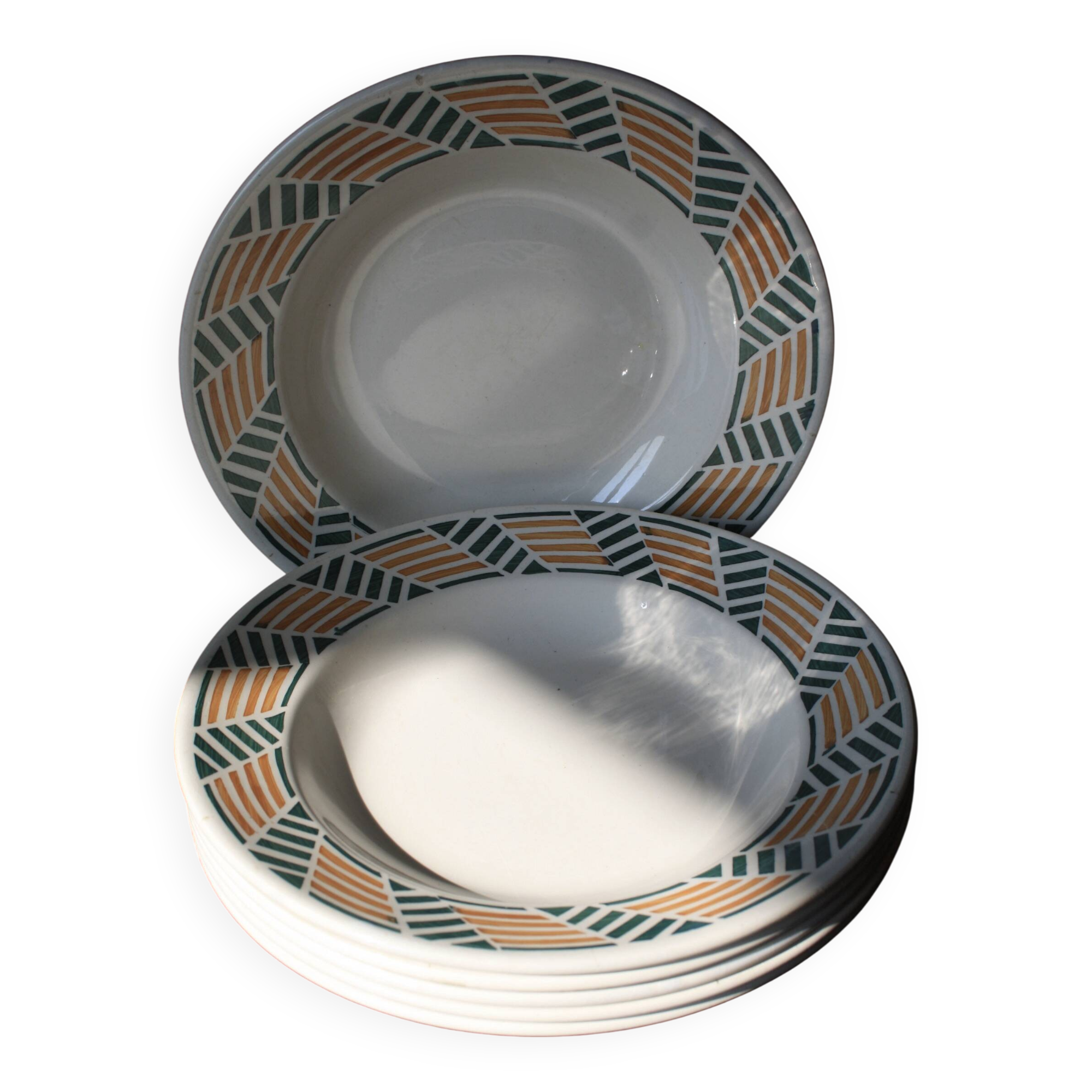 Set of 6 plates from the New Givors Earthenware Factory "Gisèle"