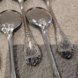 10 silver-plated ice cream scoops, Christofle Marly silversmith, engraved HBC