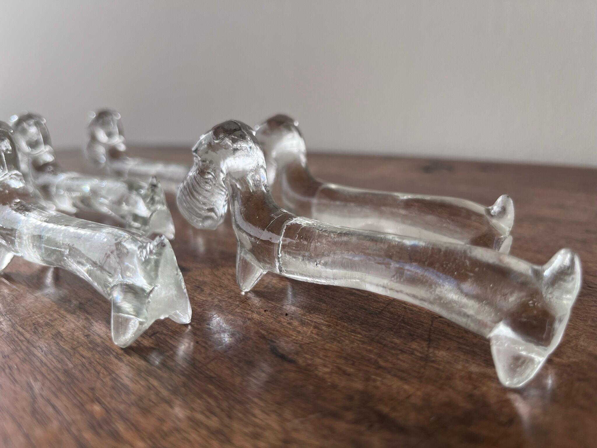 10 Fox glass knife holders 60s