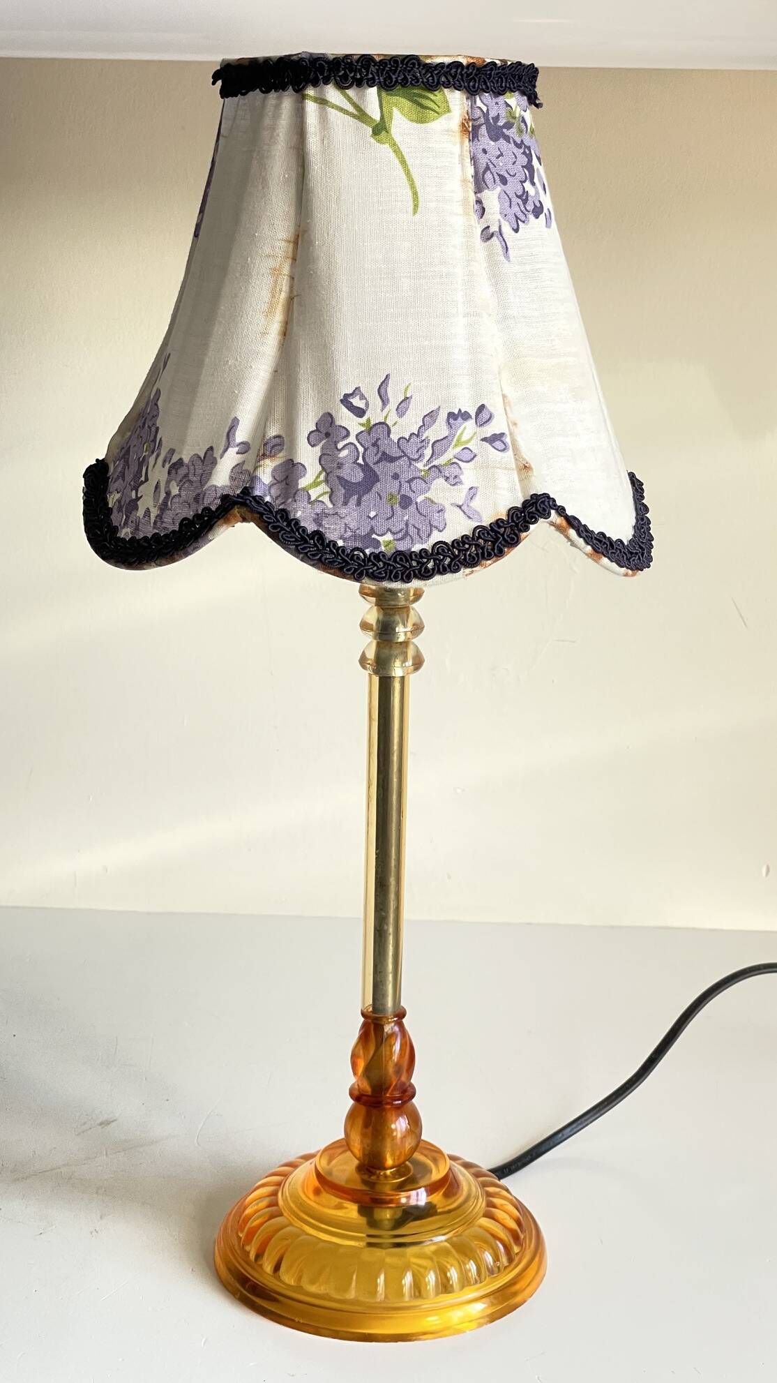 LAMPSHade Plexiglass and Lilac Fabric VINTAGE