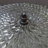 Old silver ceiling light with diamond glass 1960 Haussmannian 30 cm
