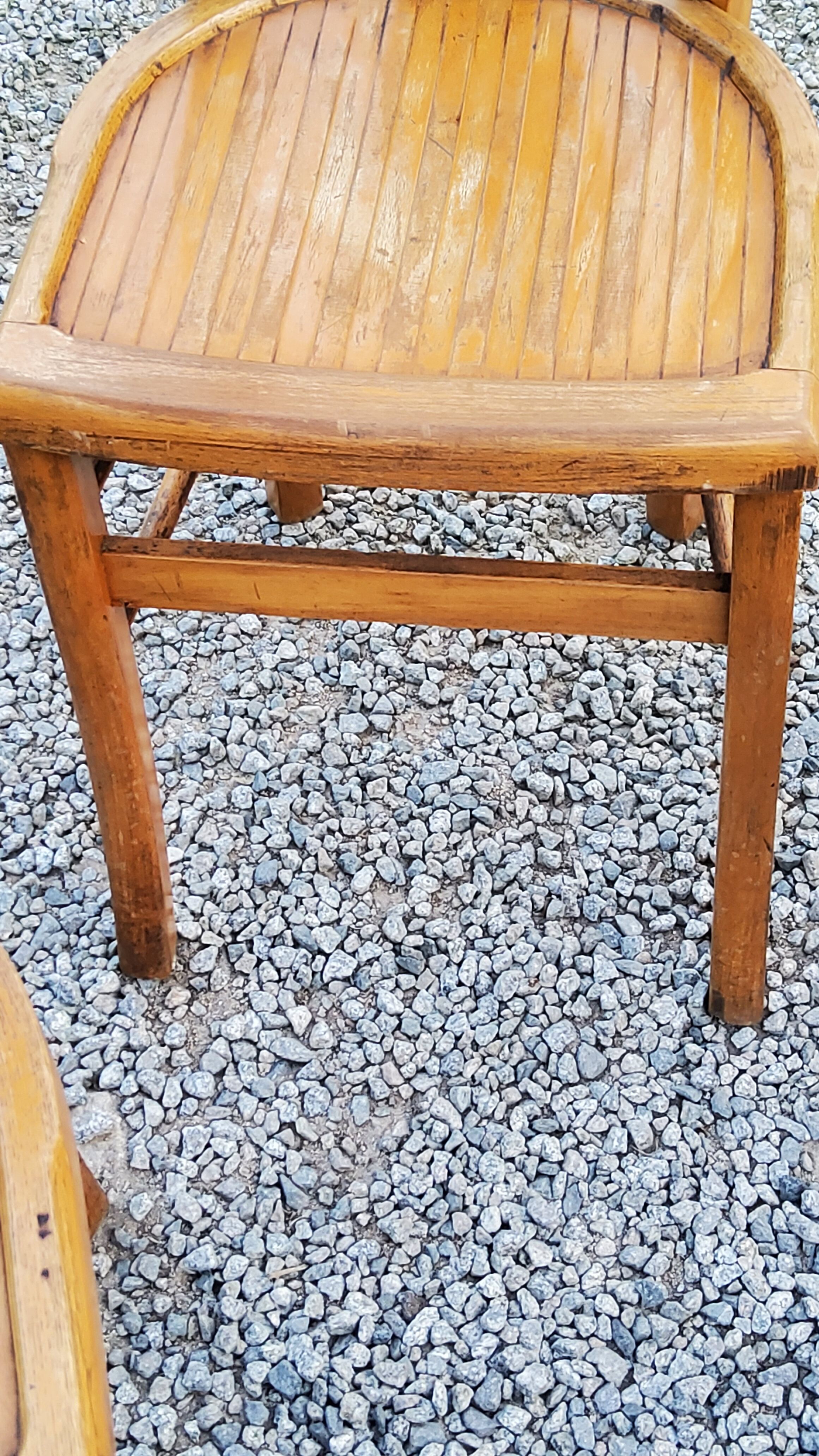 Set of 4 bistro chairs in beech and blond oak from the 50s
