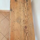 Large old oak farm bench with heart decor