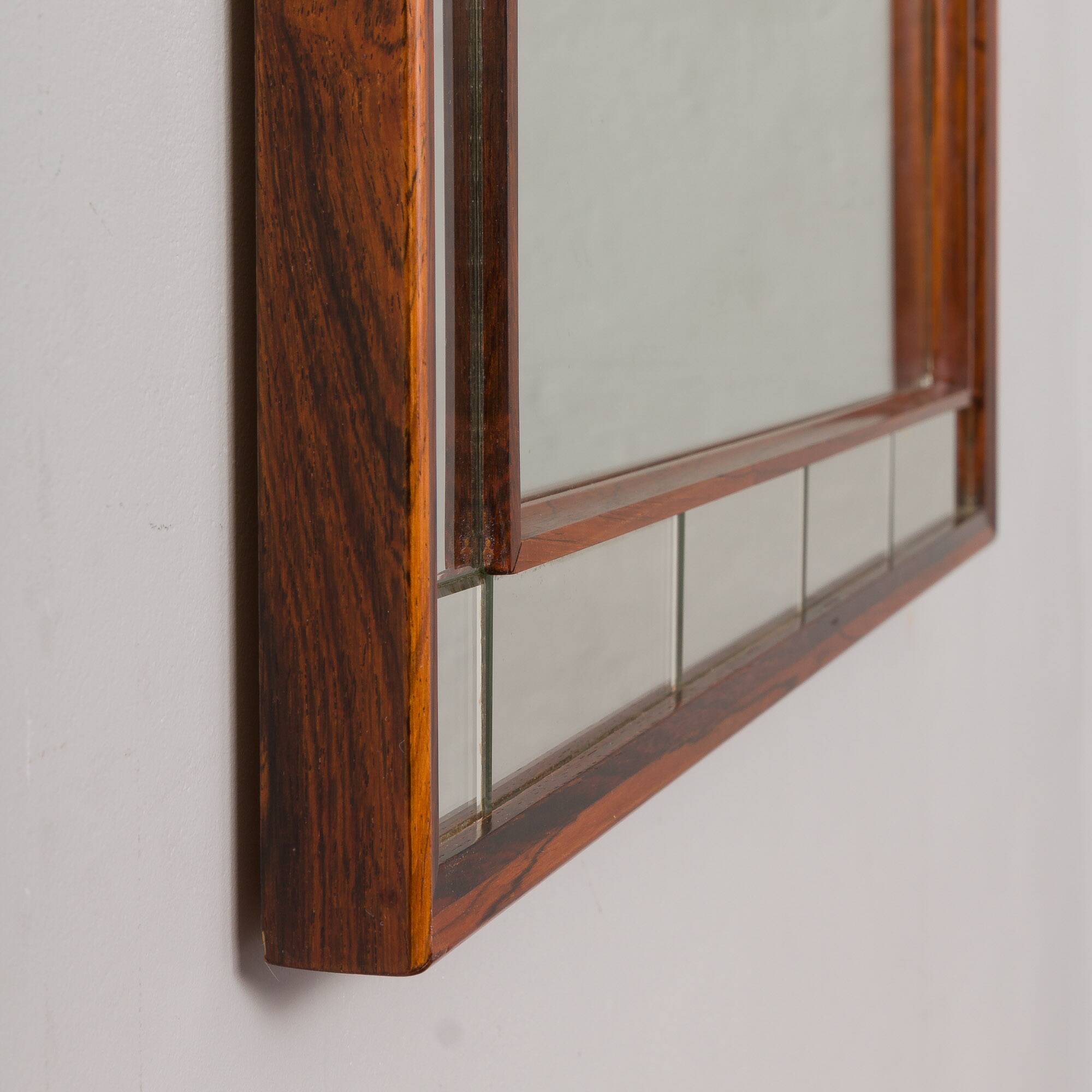 Scandinavian mid-century rosewood mirror with console, Denmark, 1960s