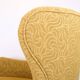 Armchair with ottoman - Over-upholstered - Patterned yellow fabric - Black legs - Danish design - 1940s style
