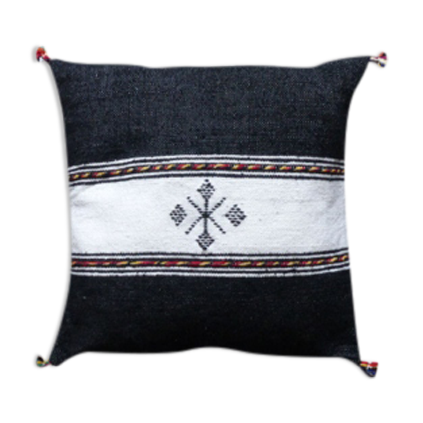Coussin berbère marocain noir et blanc