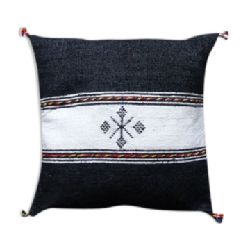 Coussin berbère marocain noir et blanc