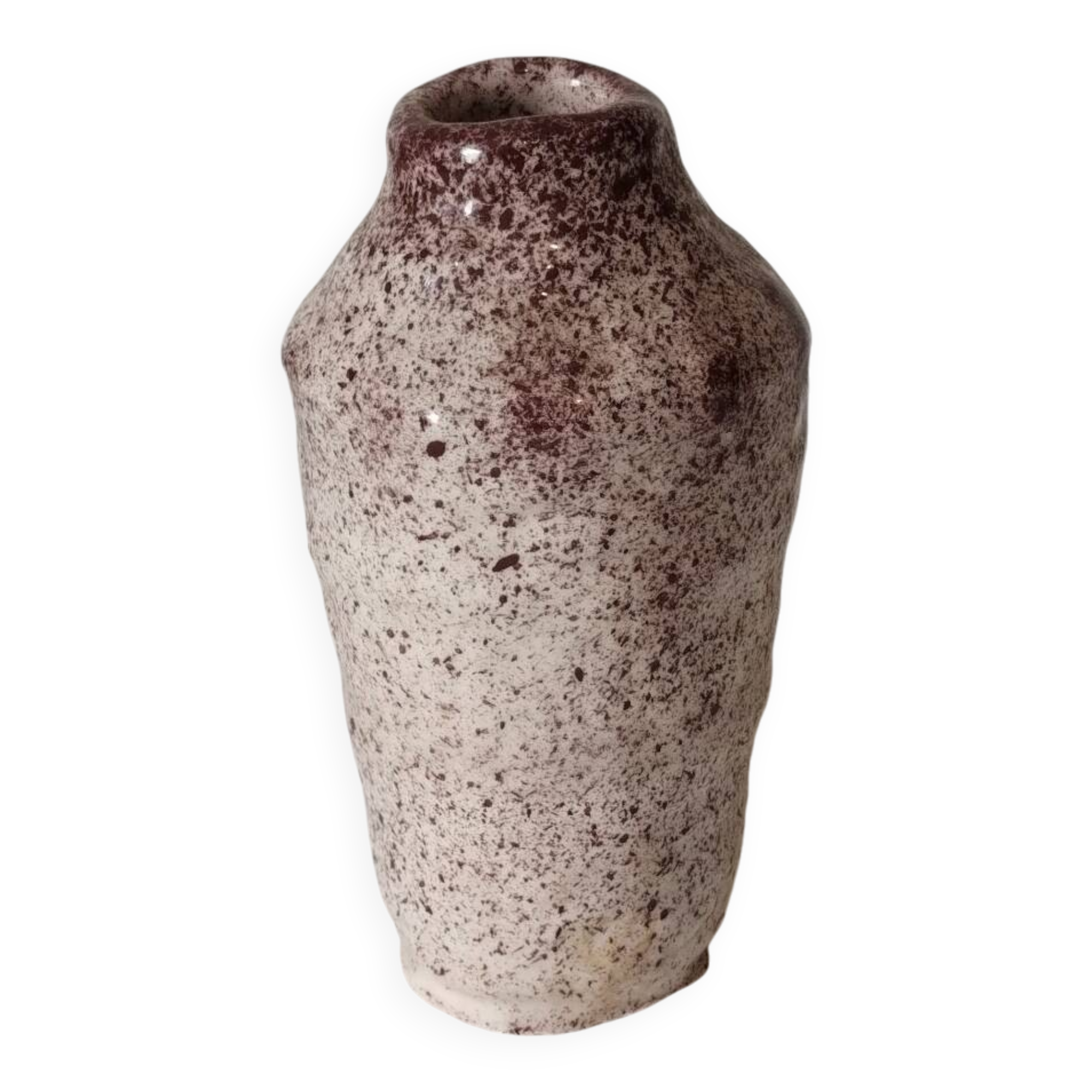 White ceramic vase with brown speckles