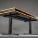 Mid-century modern oak and chrome desk with leather top, 1980s