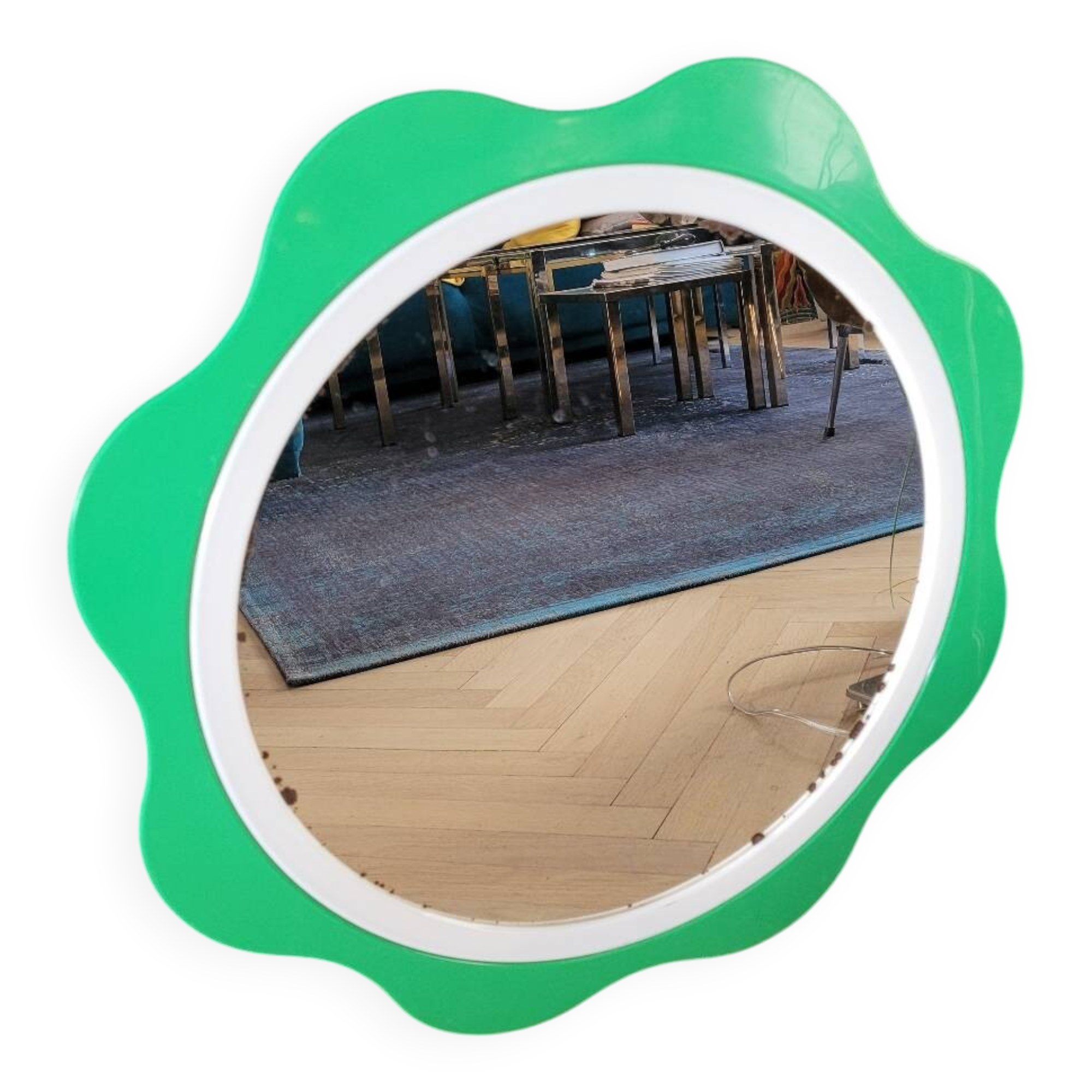 Plastic flower mirror by Finnish designer Makisen Kuvastin