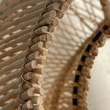 Small rattan lampshade in the shape of a braided hat