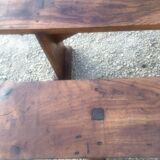 Pair of farm benches in rustic oak