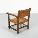 Pair of French armchairs with twisted legs in the style of Charles Dudouyt, France, 1940s.