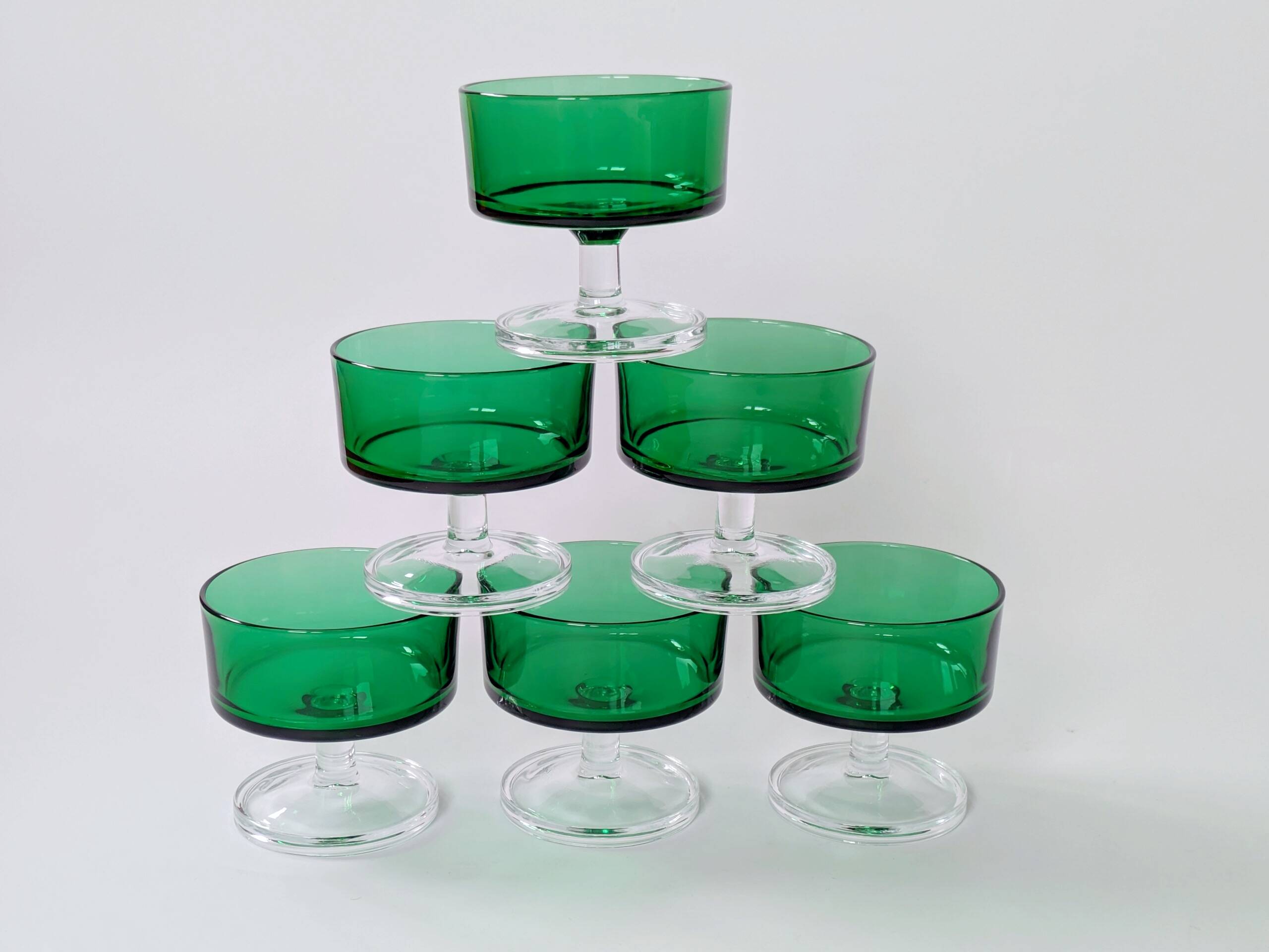 Lot de 6 coupes Luminarc vintage de couleur verte