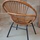 Fauteuil en rotin pied metal années 50