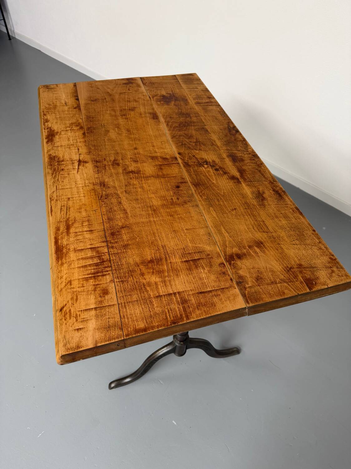 Ancienne table bistrot  Horgen Glarus en bois et fonte début XX eme
