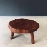 Handcrafted Teak Tree Trunk Tripod Coffee Table, 1960s