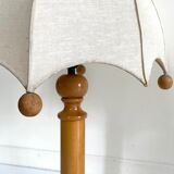 Wooden lamp and vintage fabric lampshade