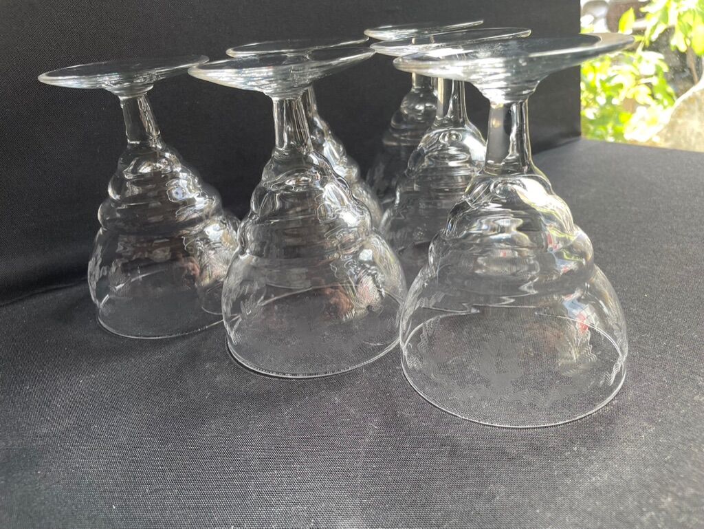 6 water glasses – guilloche blown crystal