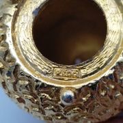 Salt and pepper shaker in silver and gold metal. Mirella. Circa 1960/70.