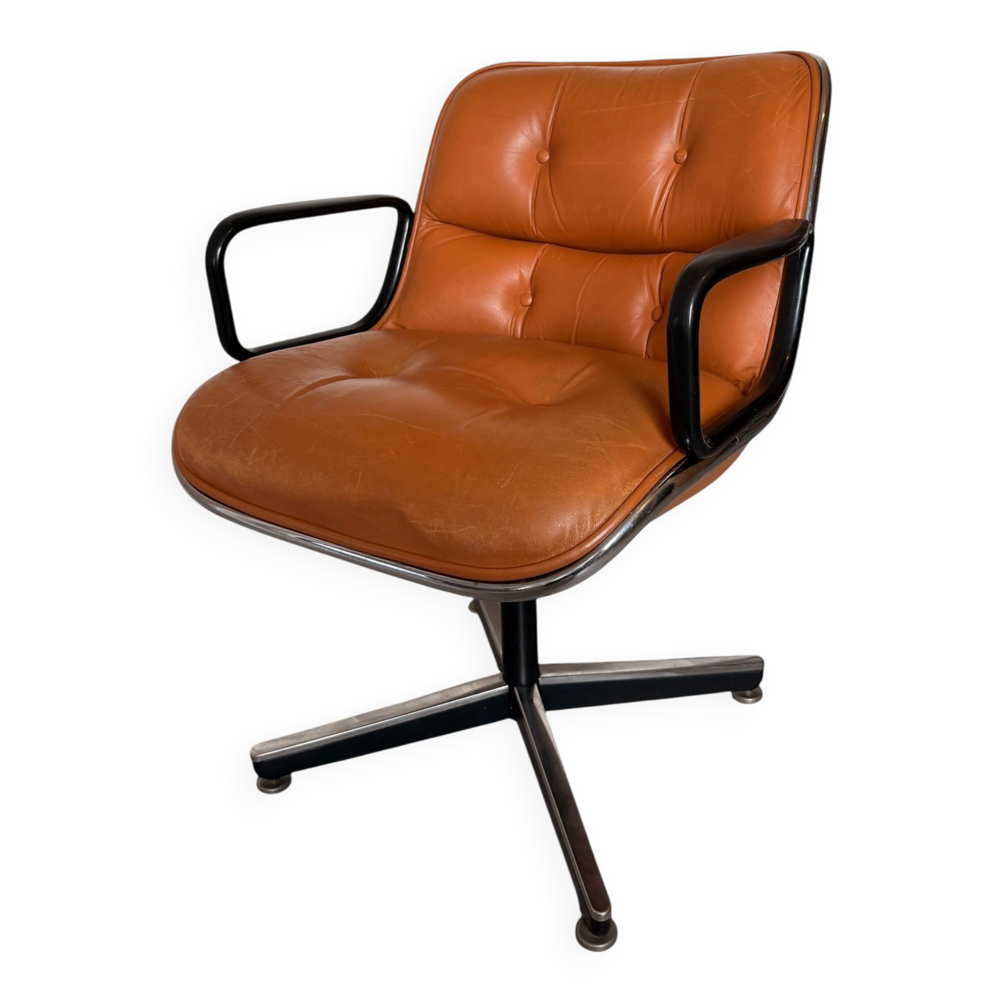 Knoll Pollock Armchair 4 Legs - Vintage Camel Leather