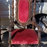 Pair of antique armchairs, carved in walnut