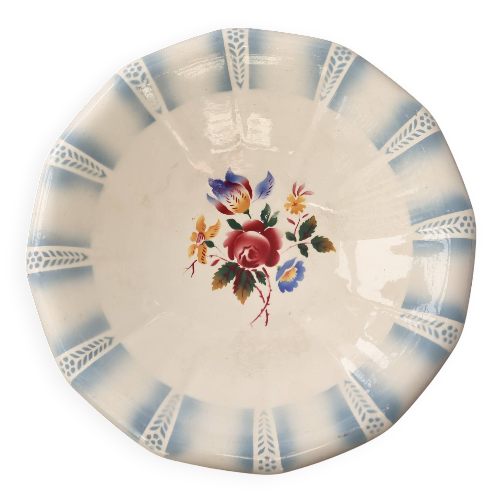 Saladier vintage Sarreguemines - Modèle Claude - Faïence fleurie