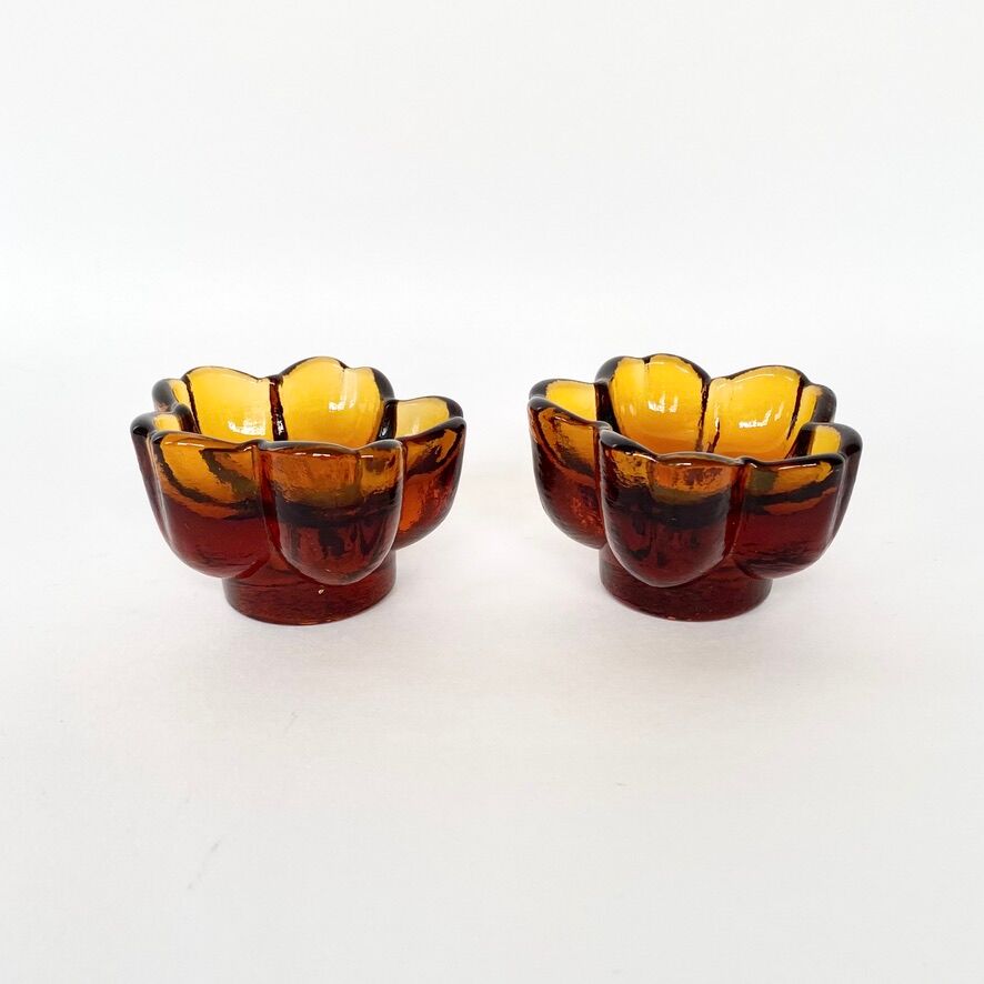 Vintage glass candlesticks from the 70s