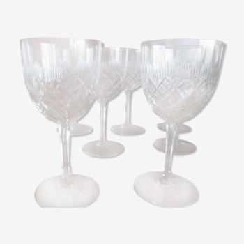 Suite 8 large crystal water glasses cut Baccarat St. Louis