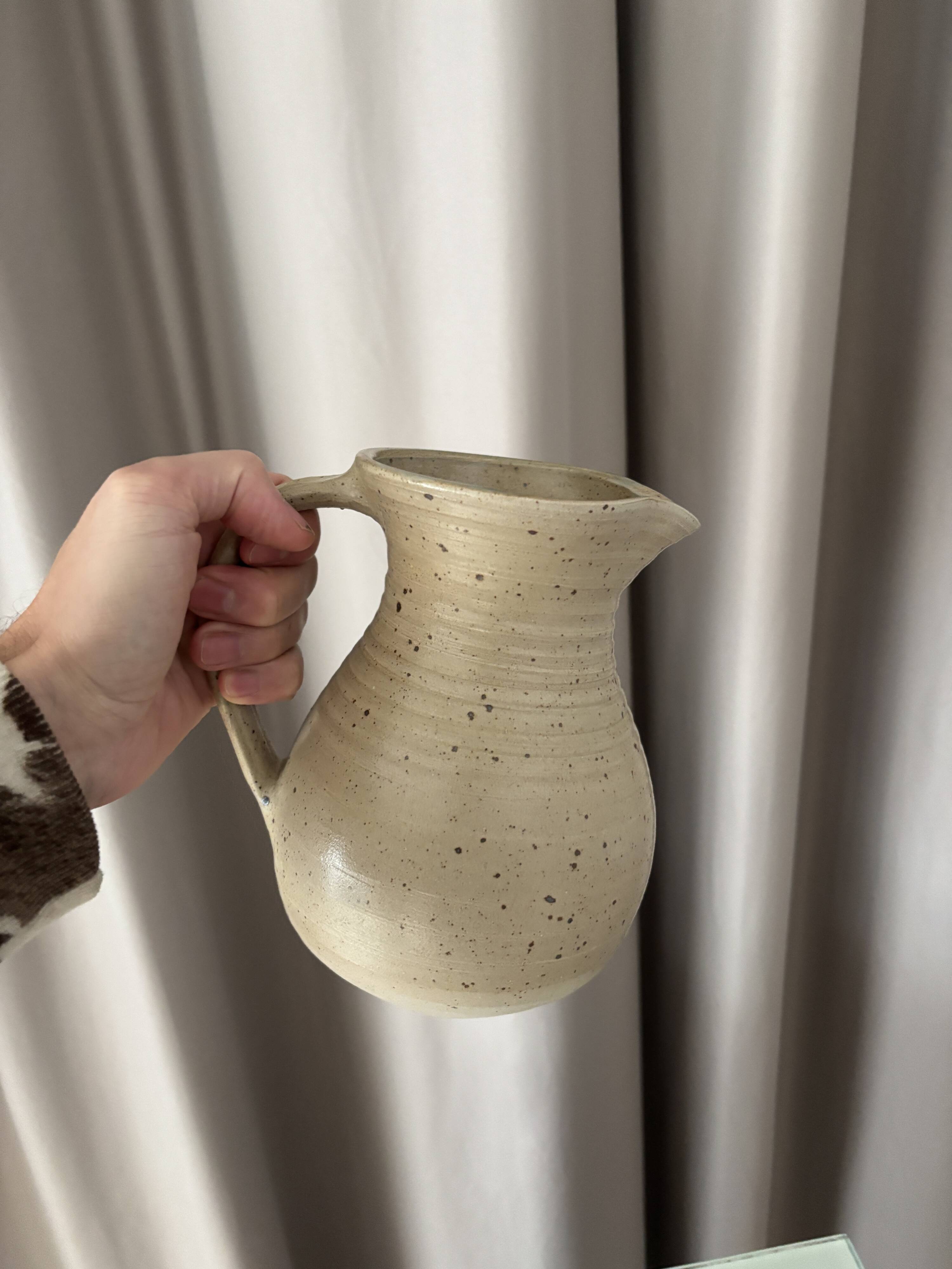 Studio Pottery Jug – Hand-Thrown Stoneware with Speckled Glaze
