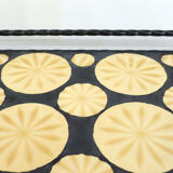 Mosaic and wrought iron side table, compass feet