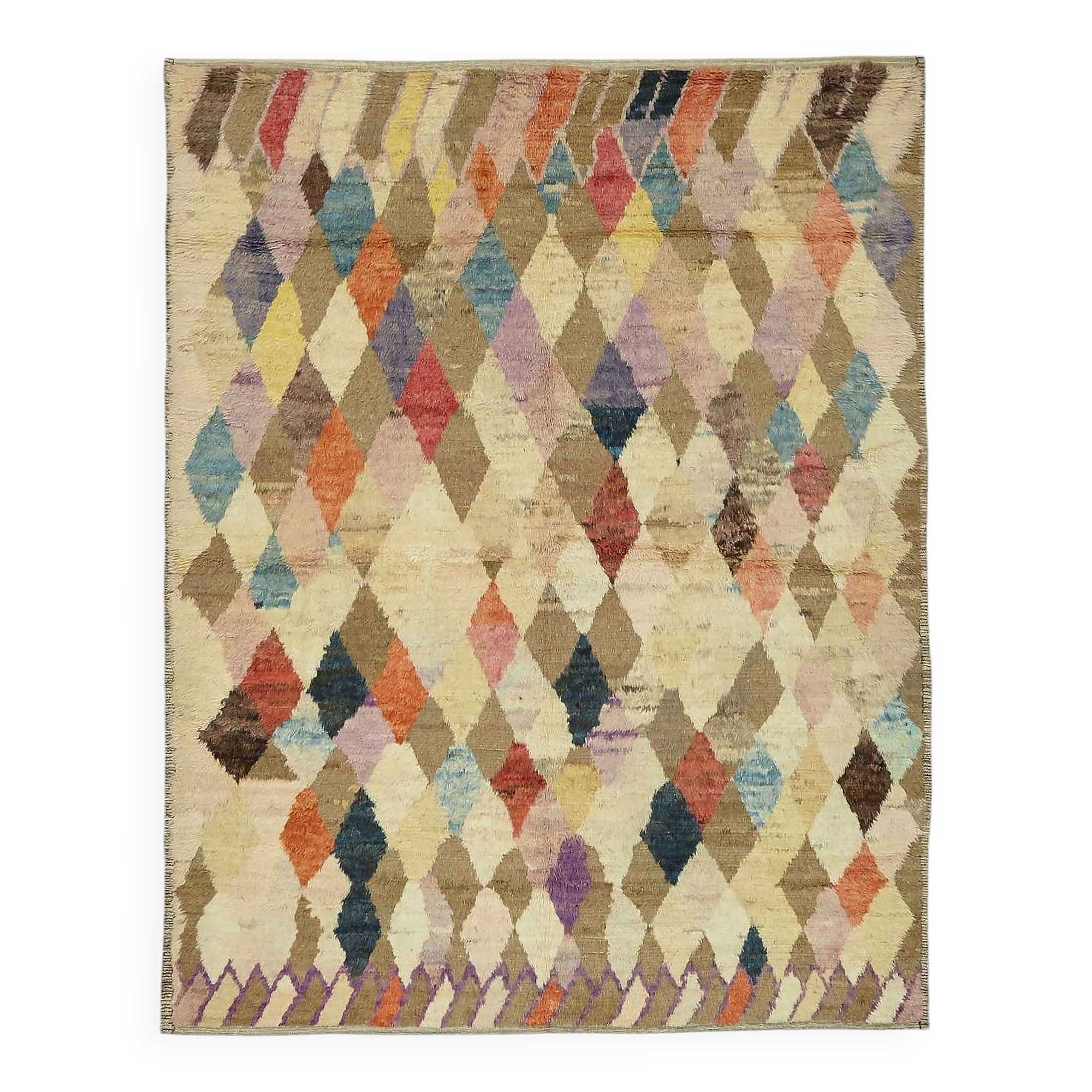 Handwoven Turkish Rustic 243 cm x 310 cm Multicolor Wool Carpet