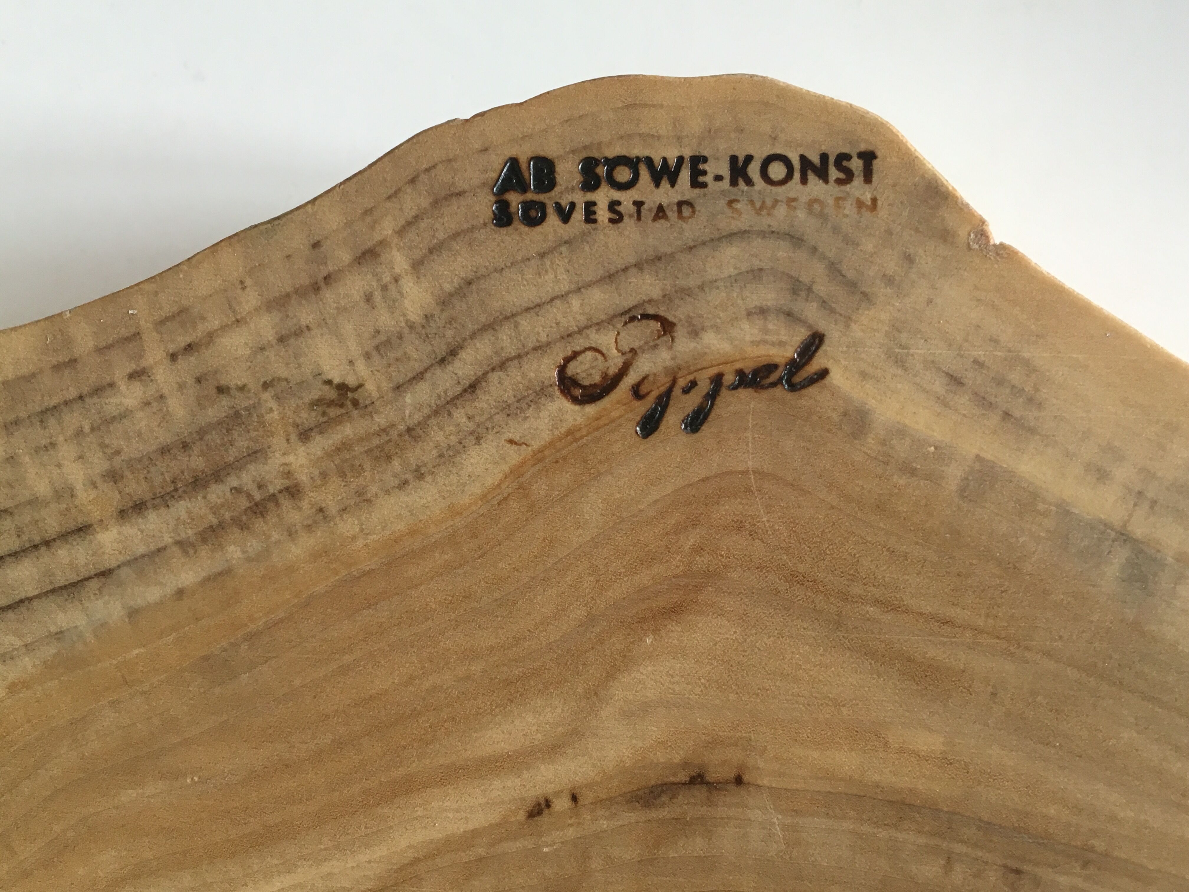 Free-form end wooden tray of Sweden