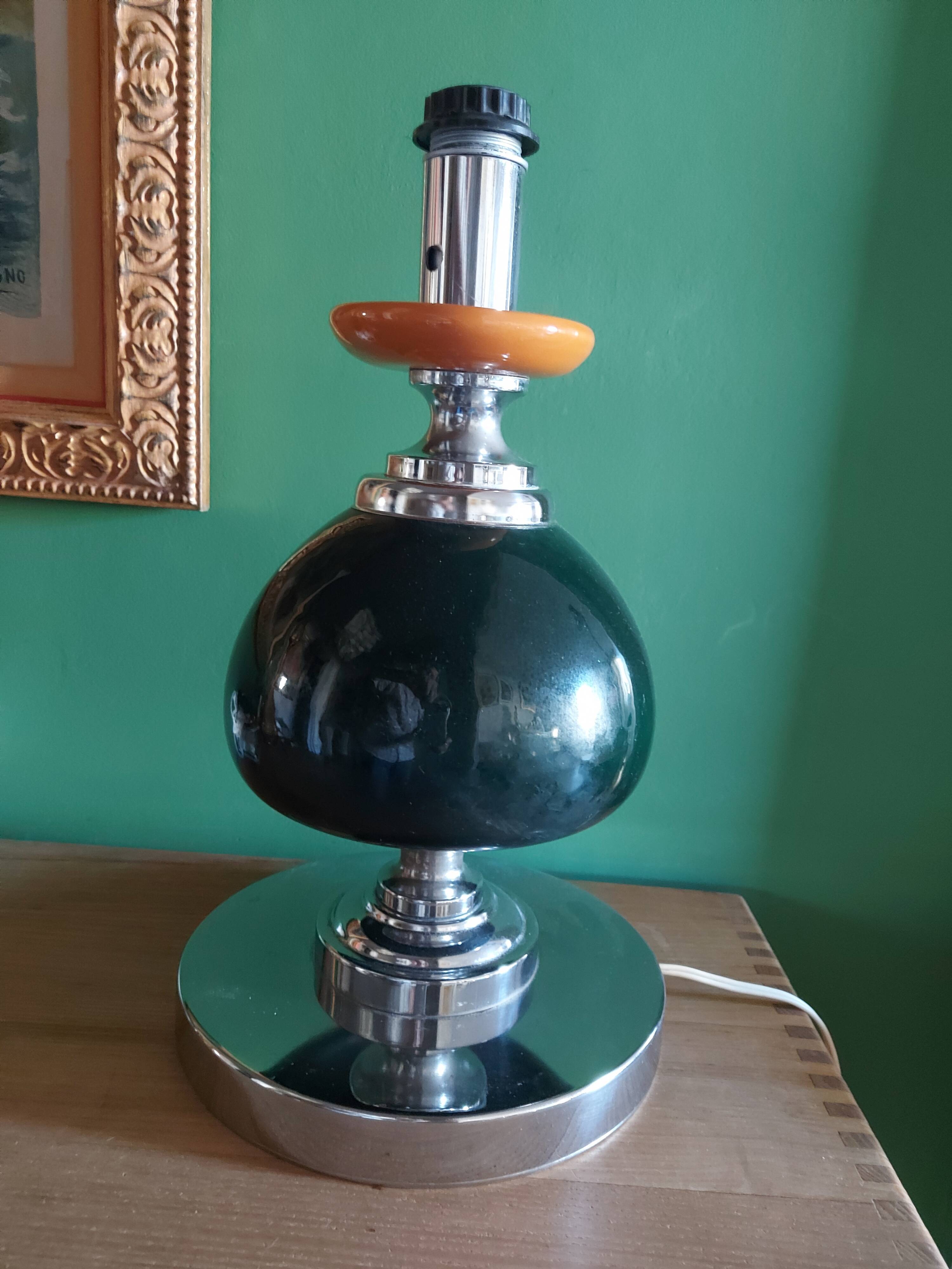 Large vintage 70'S lamp in aluminum and metal