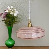 Vintage pink and red Clichy glass lampshade pendant light