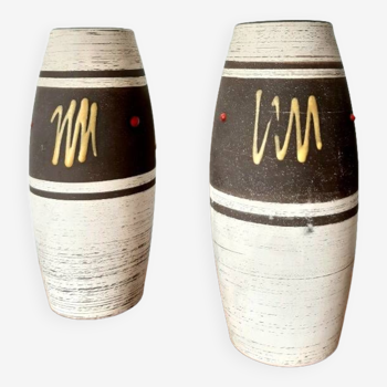 Pair of graphic ceramic vases, West Germany circa 1970