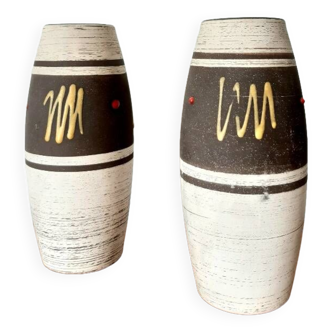 Pair of graphic ceramic vases, West Germany circa 1970