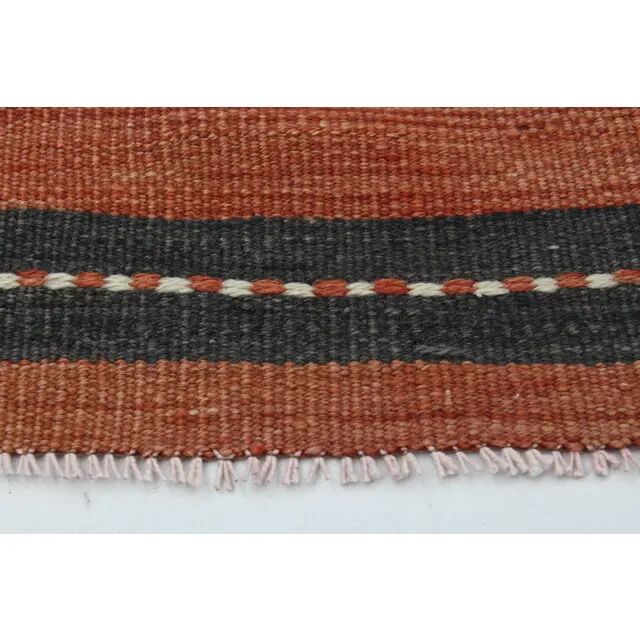 1970s  Turkish Oushak Handmade Wool Cotton Orange Runner Rug 125x376