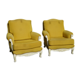 Set two chairs shabby chic fabric yellow