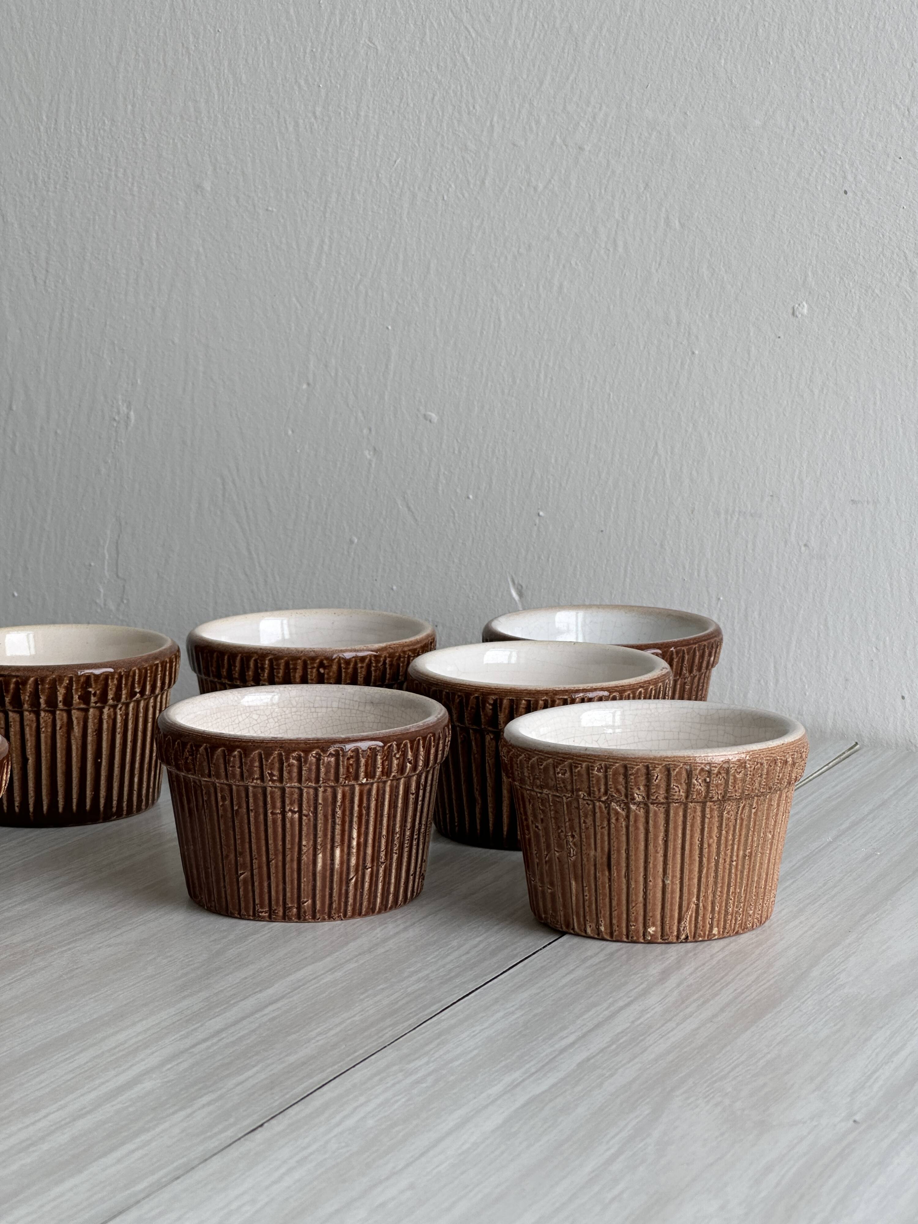 8 ramekins in old Belgian ceramic