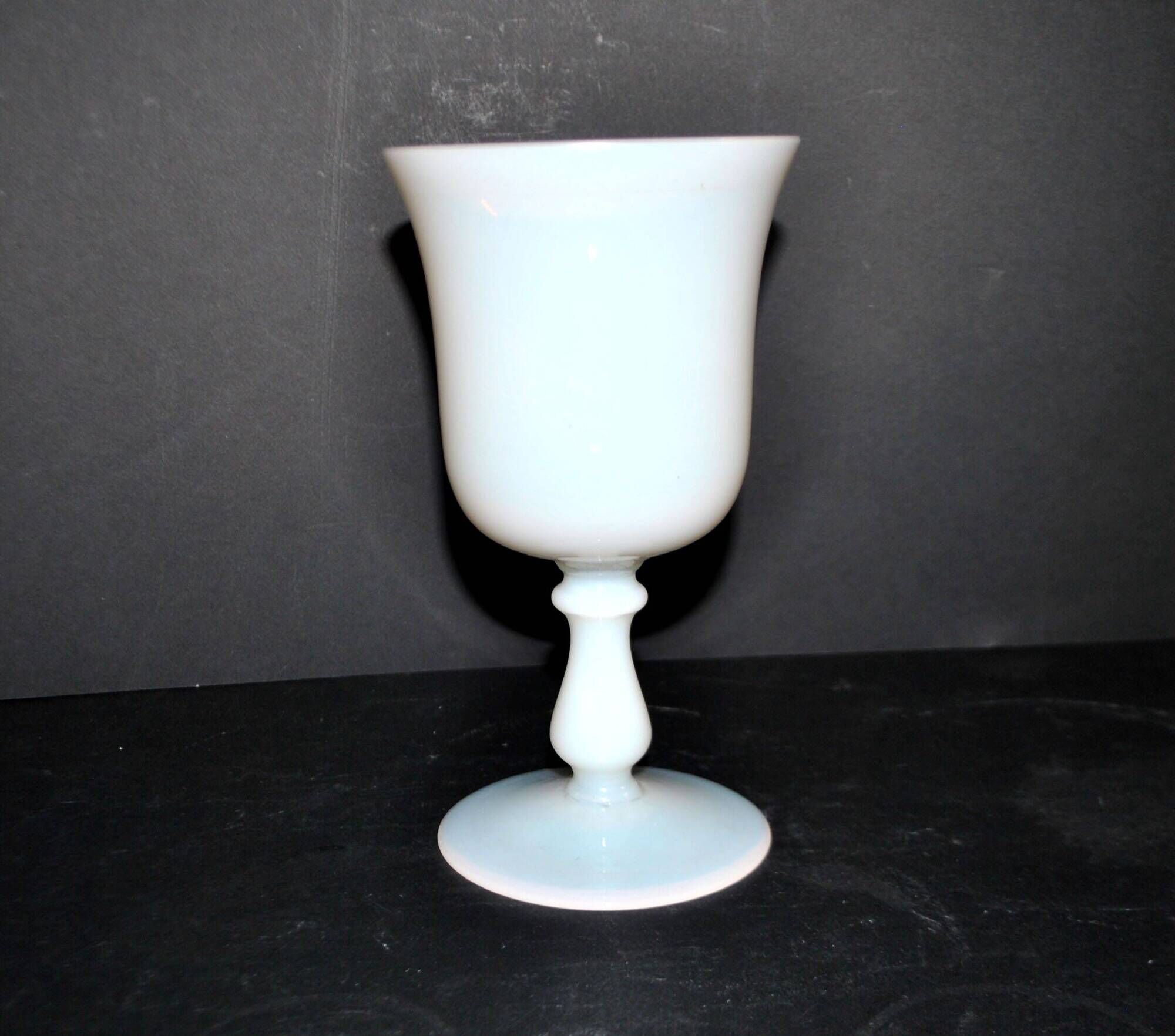 Antique footed glass in white opaline goblet chalice – Meisenthal craftsmanship?