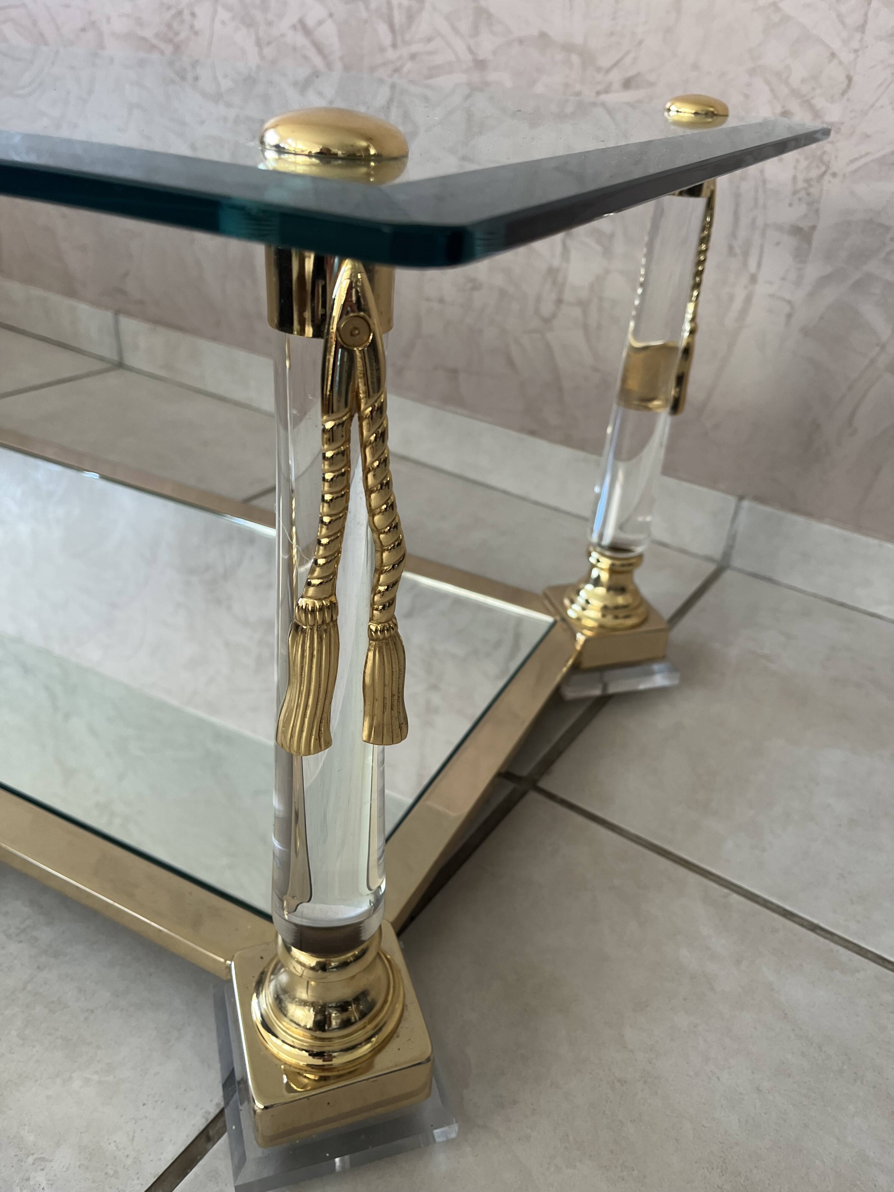 Hollywood Regency Glass Coffee Table
