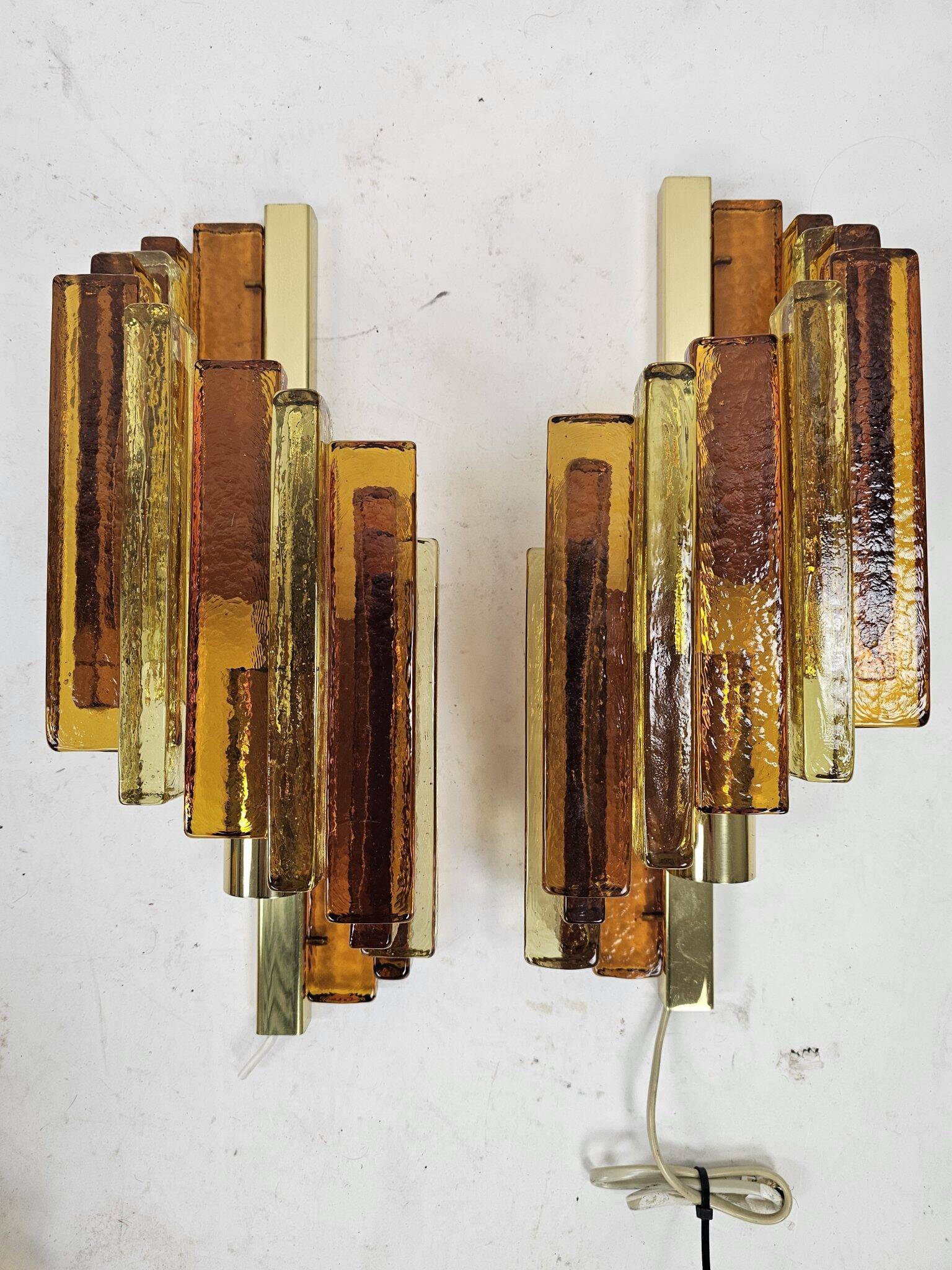 Ensemble de lampes murales en couleur ambre/marron par Svend Aage Holm Sorensen pour Hazel & Teudt.