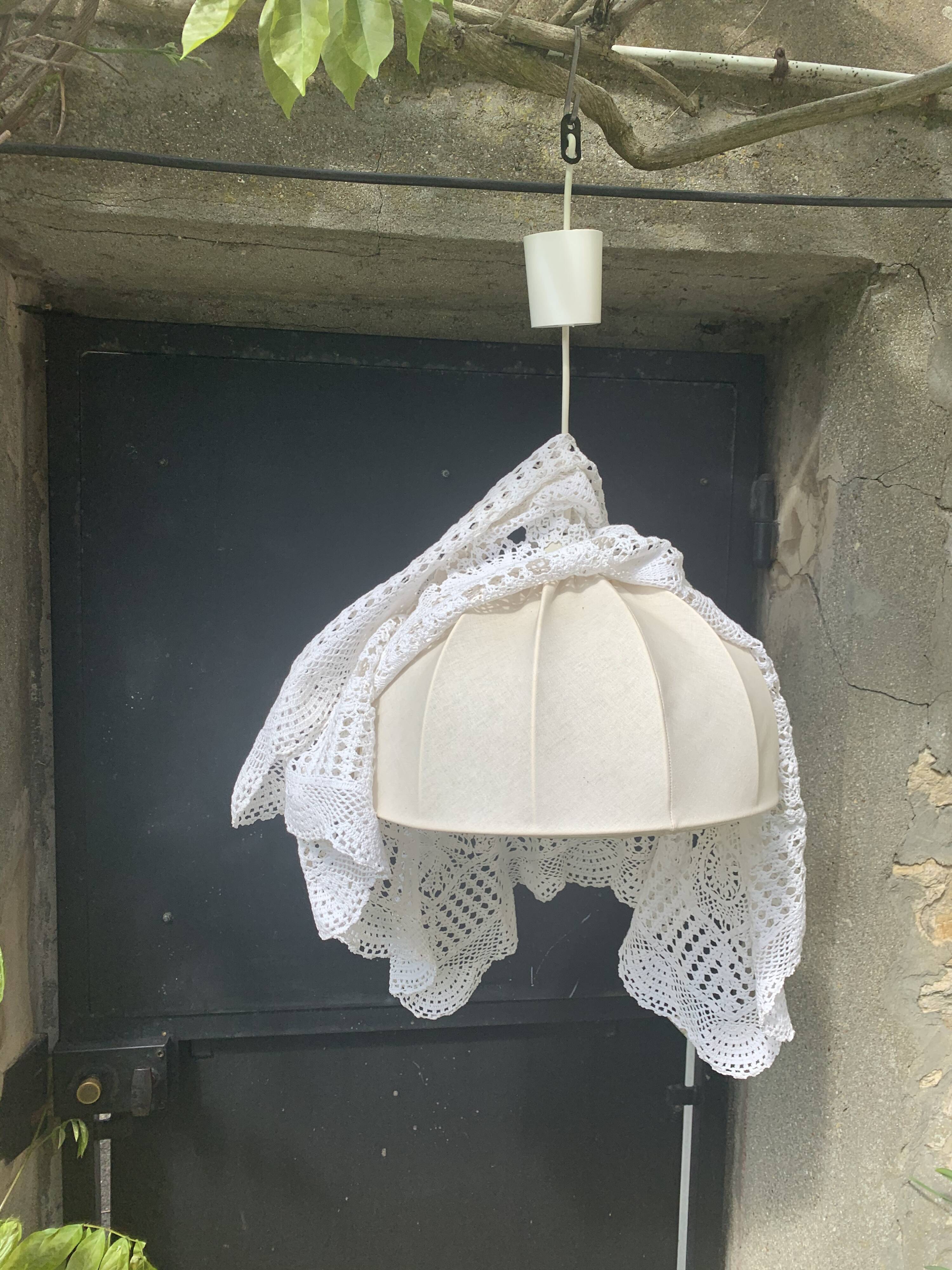 Hanging lamp dressed in vintage crochet 1970