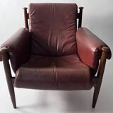 Admiral armchair by Eric Merthen, in leather and rosewood