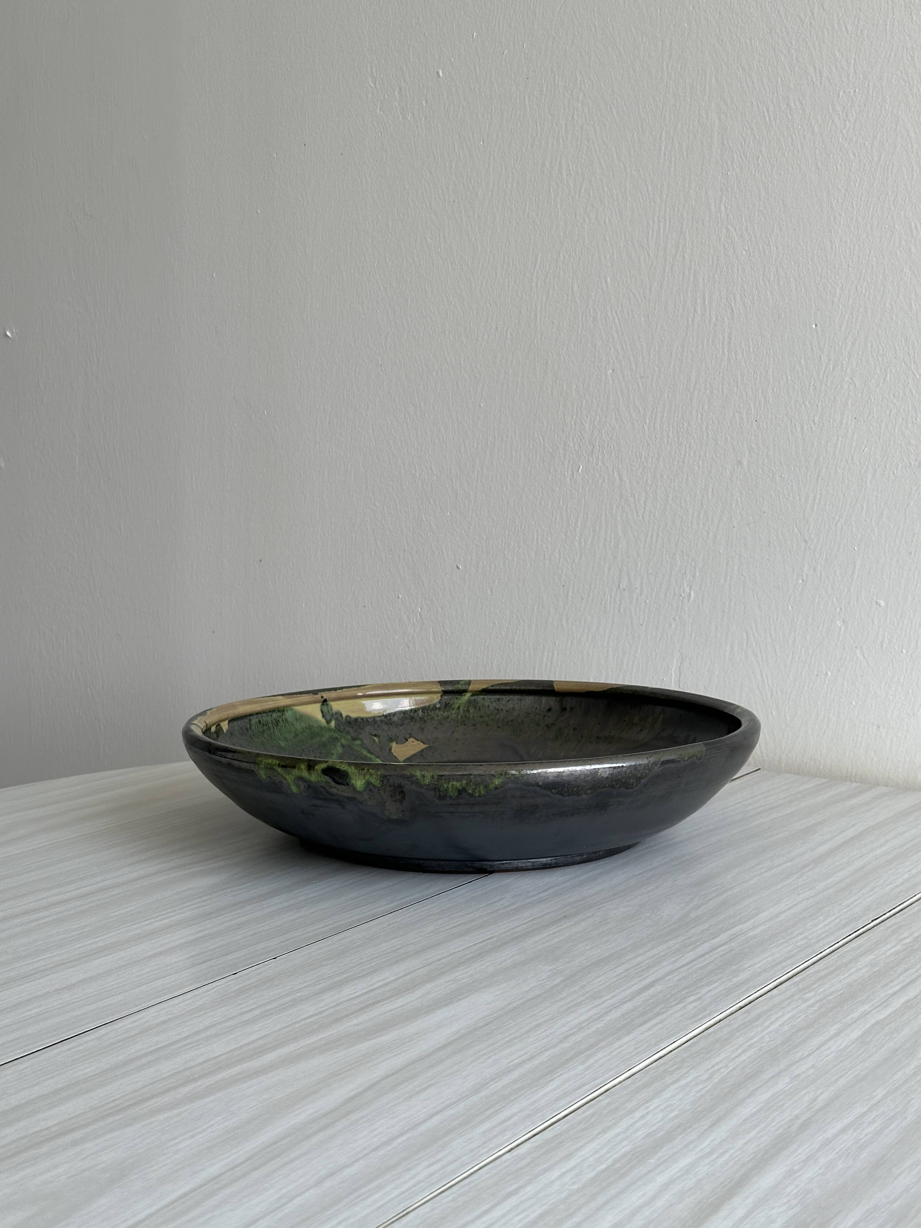 large colorful ceramic fruit basket dish