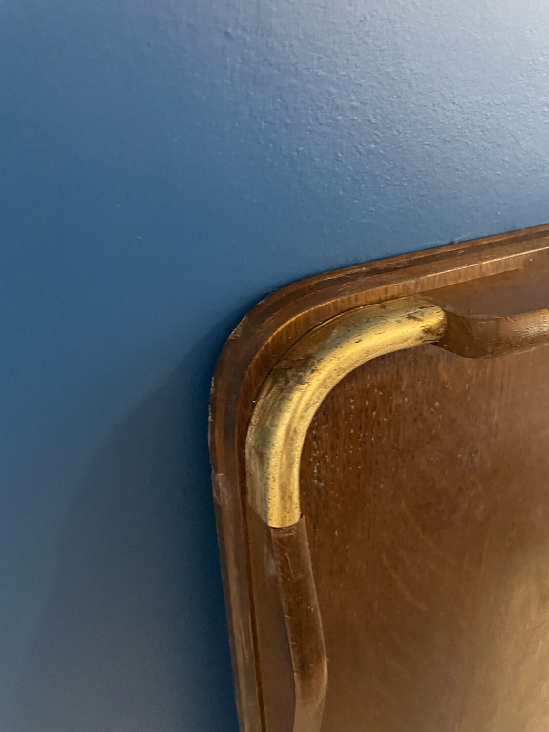Wooden and brass serving tray