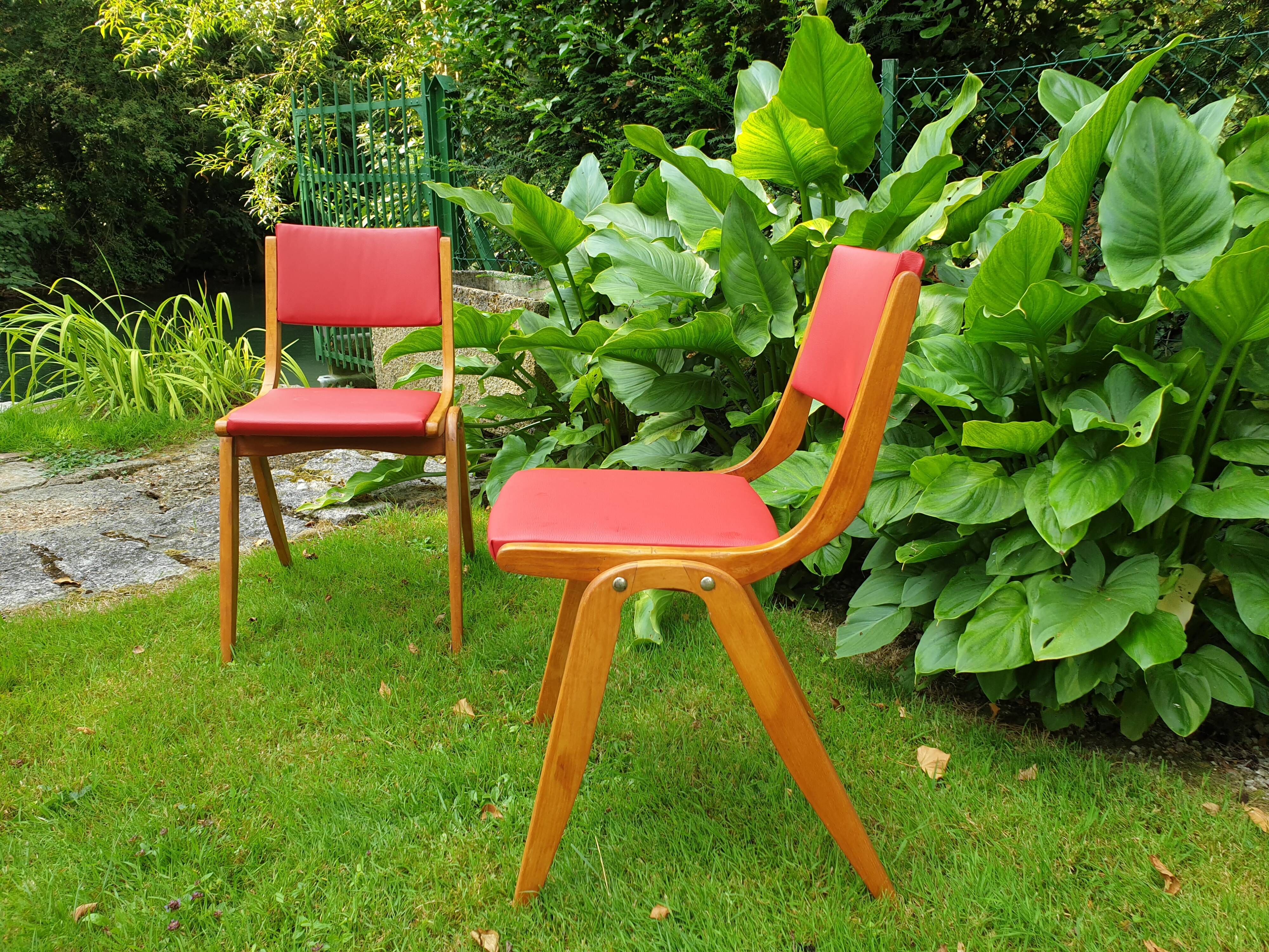 Pair of Mid-Century Boomerang Chairs